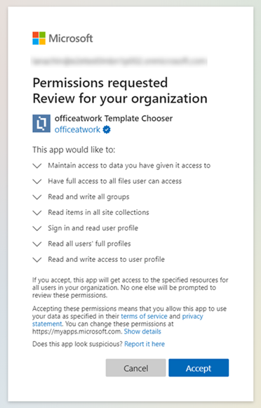  Screenshot of permissions requested by an app.
