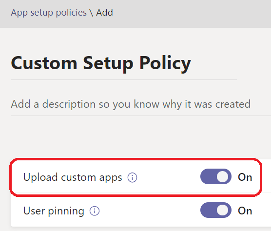  Screenshot showing User custom app setting.