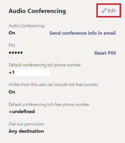 Screenshot of Assign dial-in phone numbers for users.