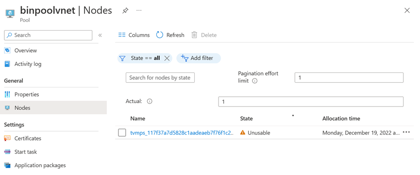 Screenshot that shows the state of a node.