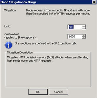 Screen shot of Flood Mitigation settings 