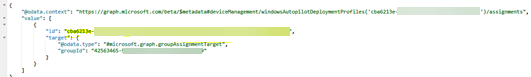 Screenshot of GroupID in the result.