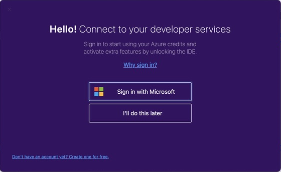 Sign in to the IDE