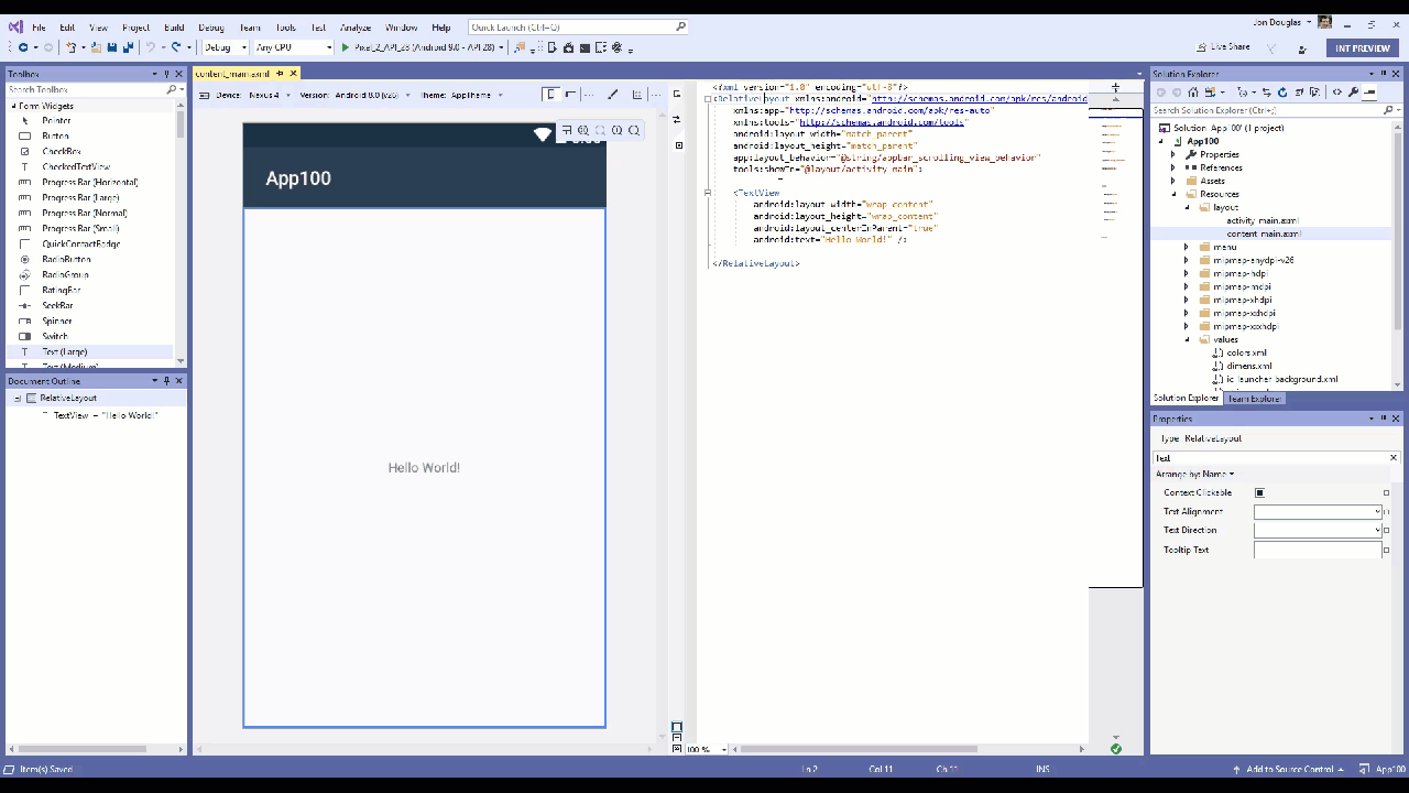 Android Designer Source Editor to Property Editor