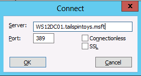 Screenshot that shows the Connect dialog box.