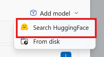 Navigate to the search Hugging Face option