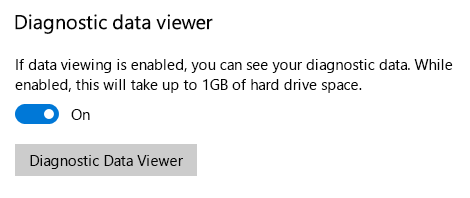 Location to turn on the Diagnostic Data Viewer.