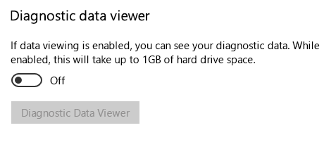 Location to turn off data viewing.