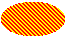 Illustration of an ellipse filled with wide, slanting lines over a background color