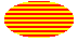 Illustration of an ellipse filled with wide horizontal lines over a background color