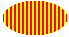 Illustration of an ellipse filled with wide vertical lines over a background color