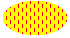 Illustration of an ellipse filled with dashed vertical lines over a background color