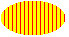 Illustration of an ellipse filled with vertical lines over a background color