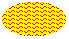 Illustration of an ellipse filled with lines of tilde characters over a background color