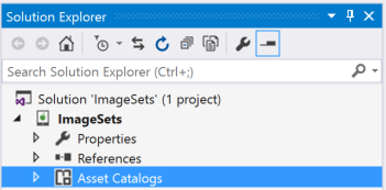The Asset Catalog in the Solution Explorer
