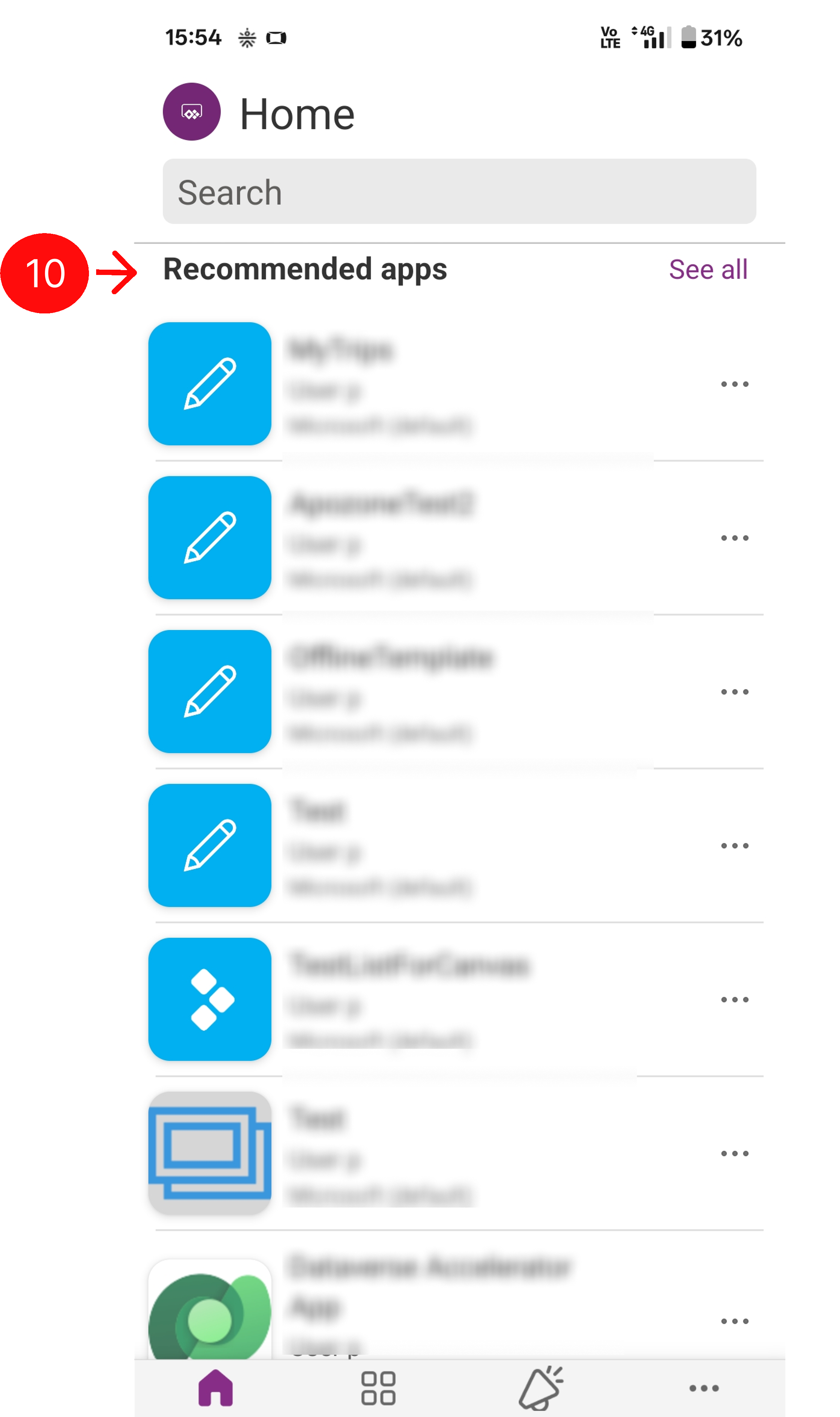 Recommended apps option Recommended apps option.