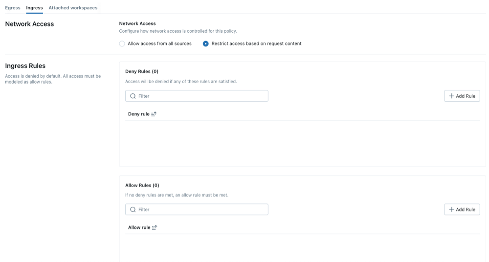 Network policy details.