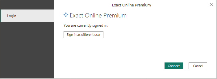 Screenshot with user signed in, showing the Connect button.