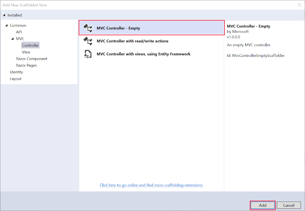 Add MVC controller