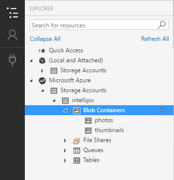 Viewing blob containers