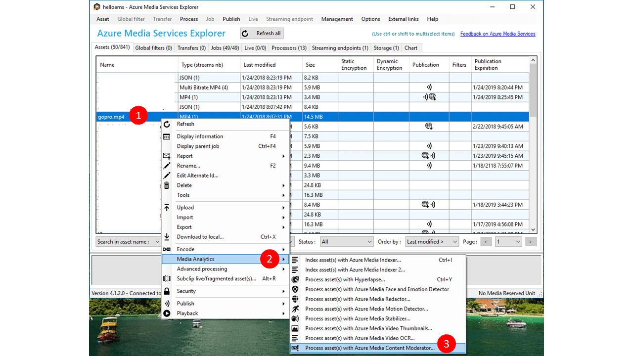 Azure Media Services explorer with Content Moderator