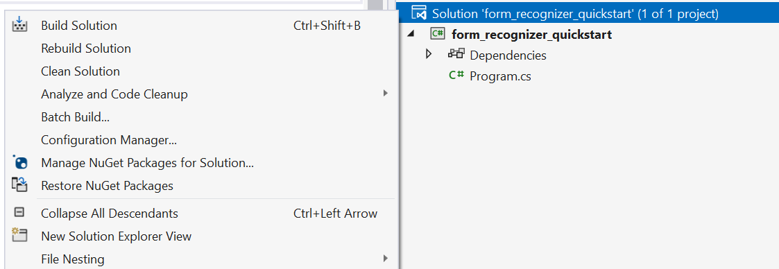 Screenshot of find NuGet package window in Visual Studio.