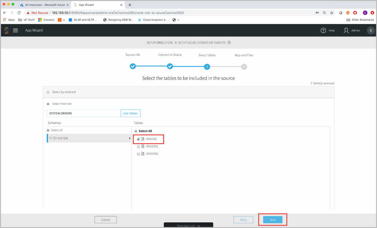 Select source tables