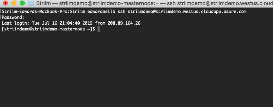 Connect to Striim VM