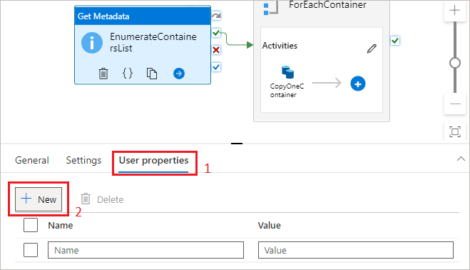 Create User Properties Screenshot showing how to create user properties.