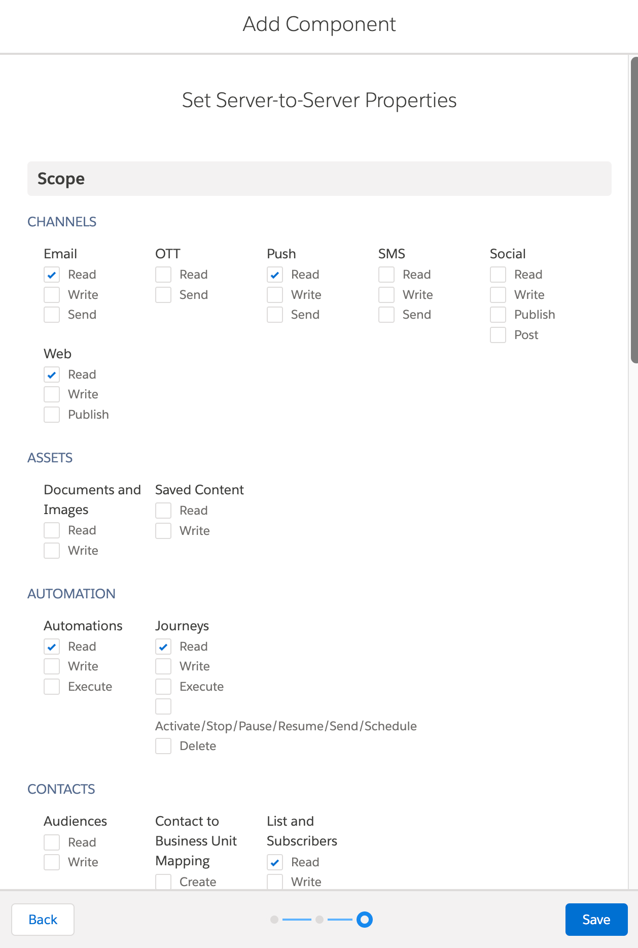 Set Server-to-Server Properties scope section