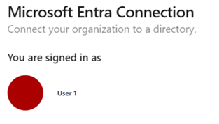 Screenshot showing Microsoft Entra dropdown menu, and then Connect button emphasized.