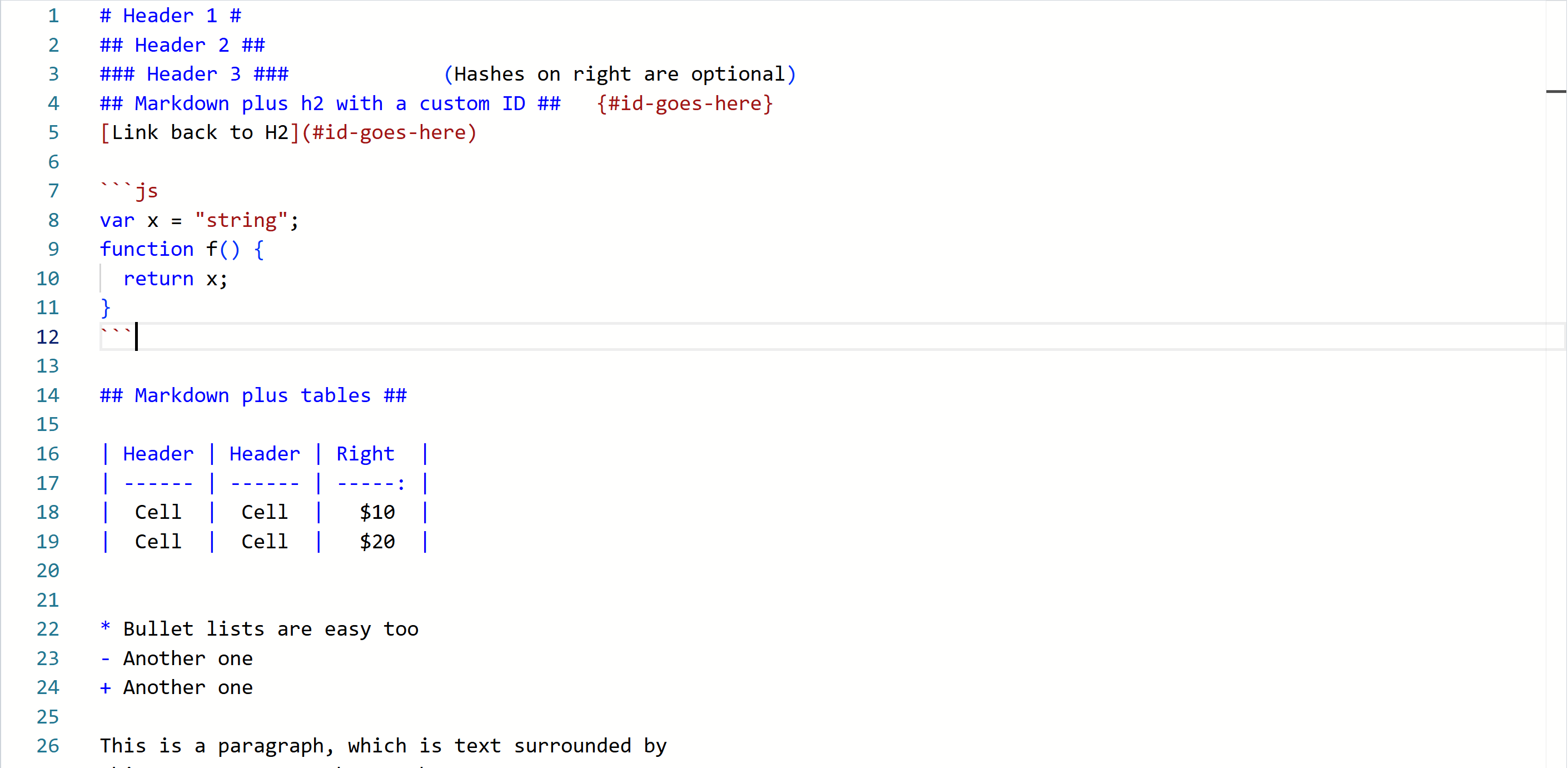 example of markdown using monaco editor