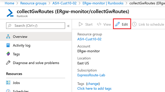Edit runbook
