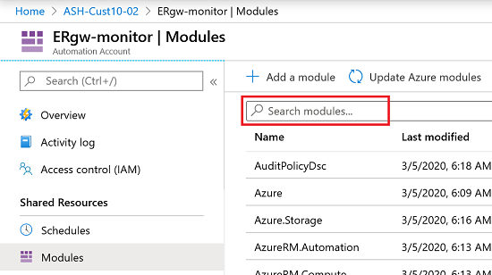 Navigate to modules