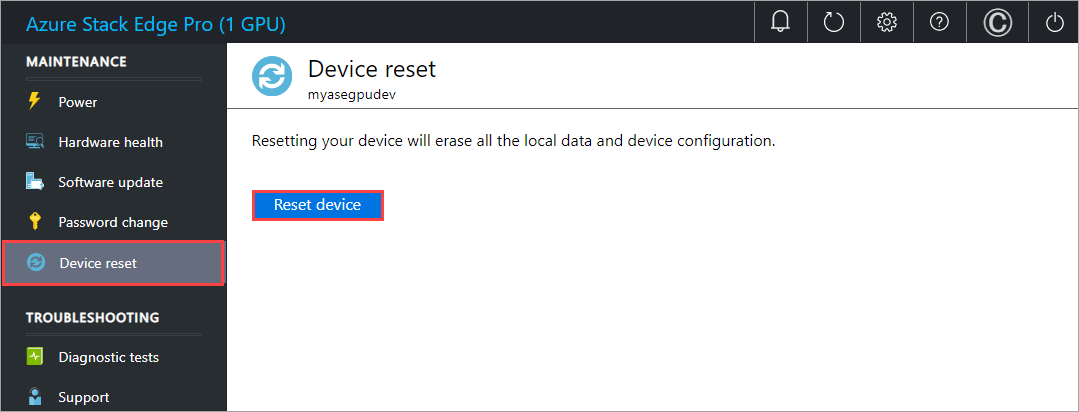 Device reset password