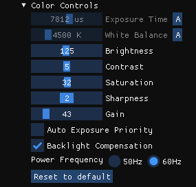 RGB camera controls