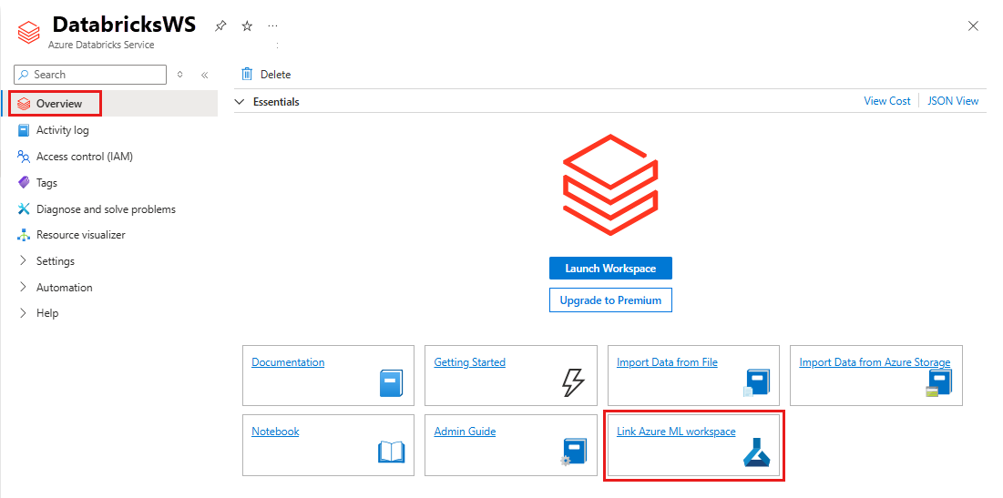 Link Azure DB and Azure Machine Learning workspaces