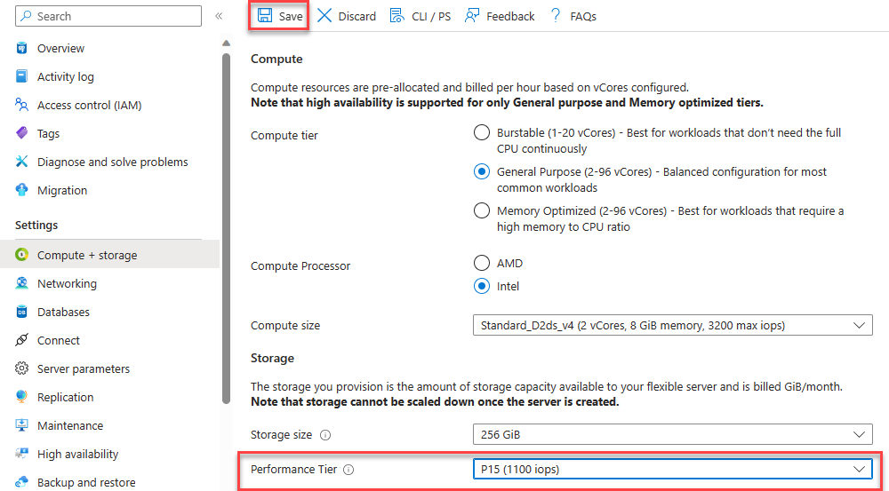 Screenshot that shows performance tier and save 6.