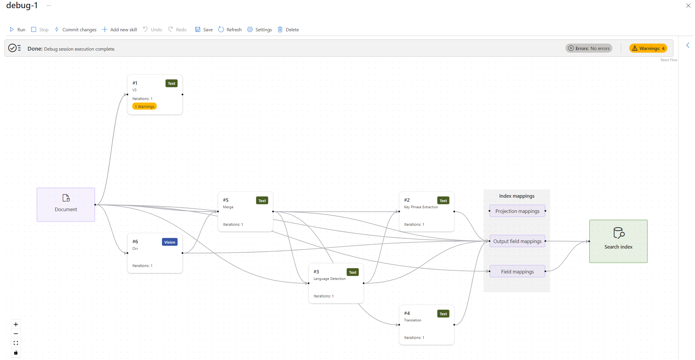 Screenshot of Debug Session visual editor.