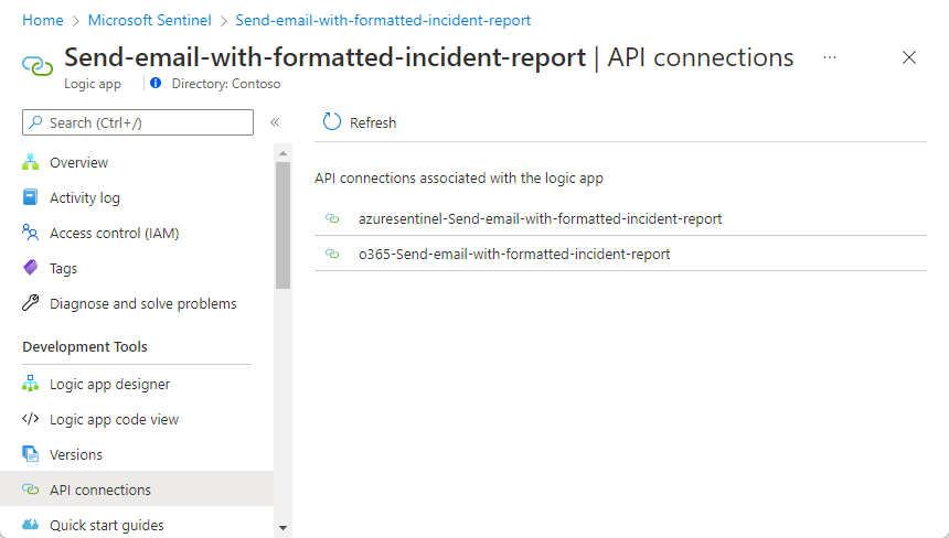 Screenshot showing how to view A P I connections.