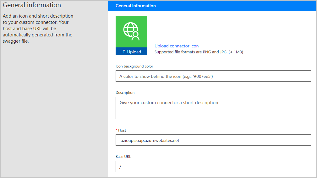 Connector details Screenshot of Connector details