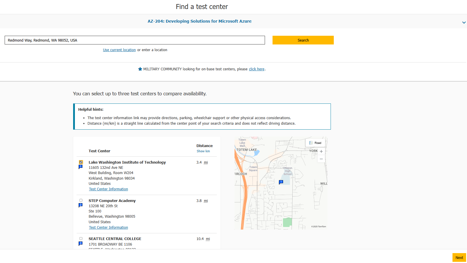 Find a testing center