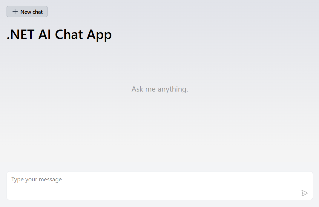 A screenshot showing the UI of the .NET AI app template.