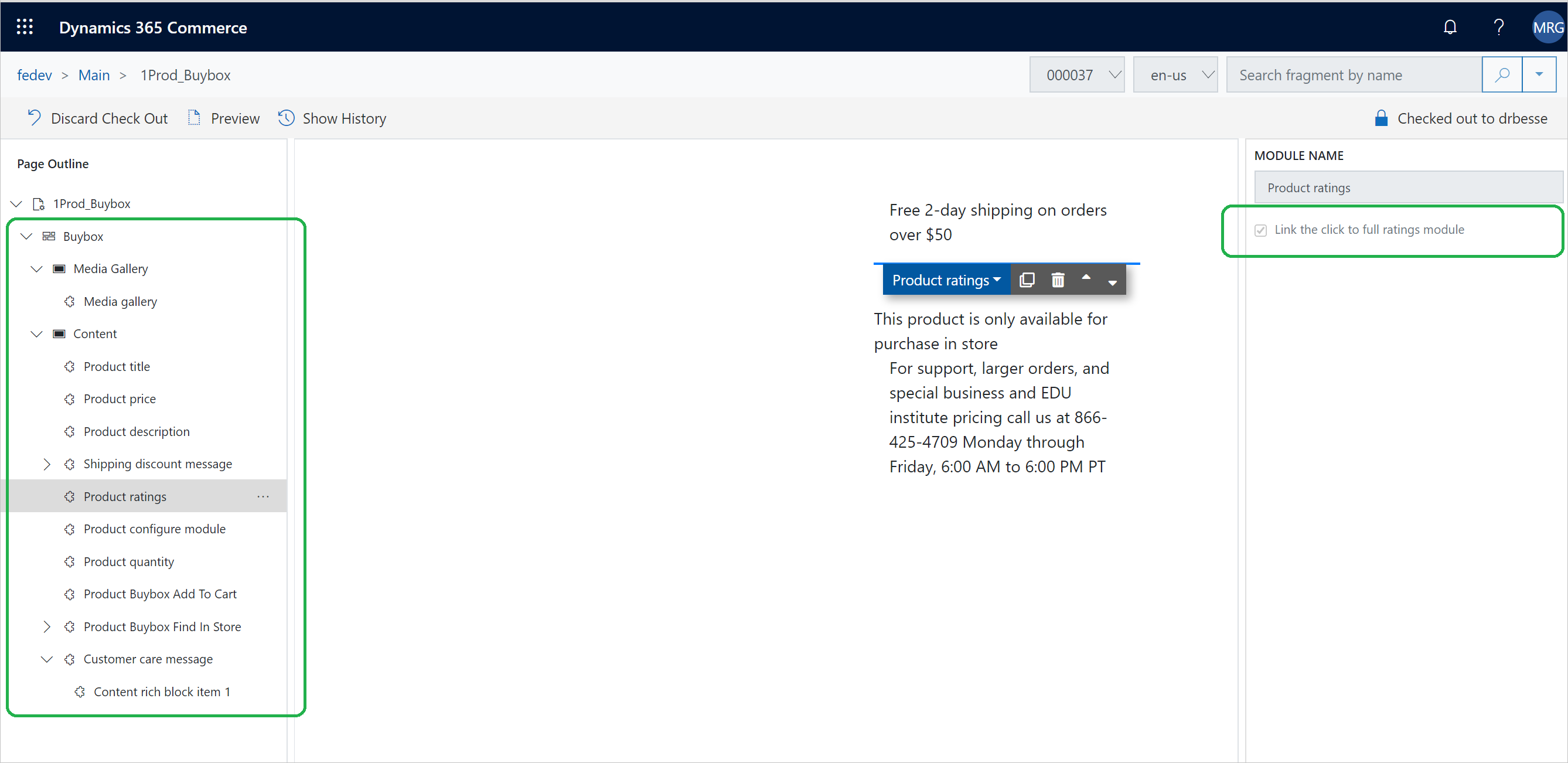Screenshot of linking a product rating to the Reviews section of a PDP.