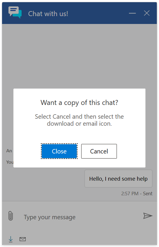 Chat transcript prompt Chat transcript prompt.