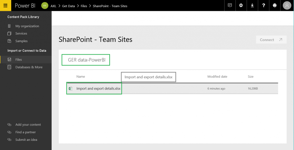 Screenshot of selecting the Excel file.