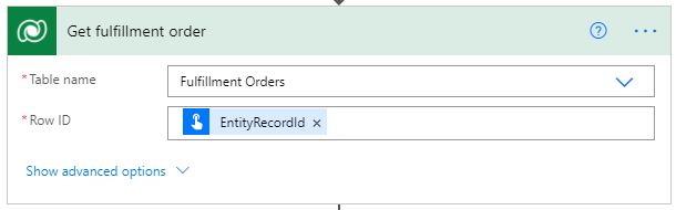 Screenshot of Get a row by ID action configuration.