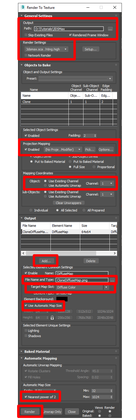 All Rendering settings All Rendering settings.