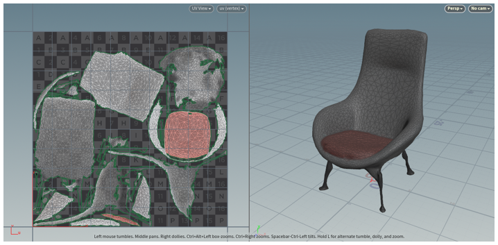 Unwrapped UVs and 3D object Unwrapped UVs and 3D object.