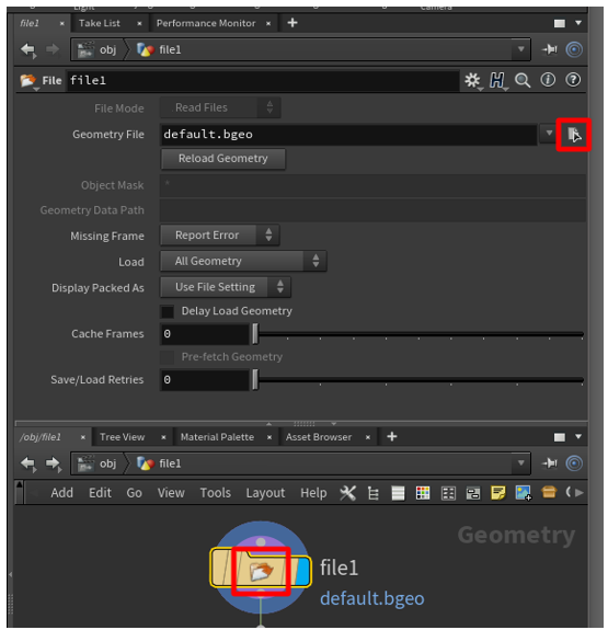Selected node and File Chooser button Selected node and File Chooser button.